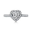 Hot Sale Engagement Jewelry 925 Sterling Silver Cubic Zircon Heart Halo Promise Ring