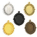 3 Colors Necklace Pendant Setting Cabochon Base Tray Bezel Blank Fit 25*18mm Oval Cabochons Jewelry Making C12