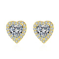 Luxury Earrings Classic Design Heart Stud Earrings Zircon Sterling Silver S925 Gold Plated Women's Stud Earrings