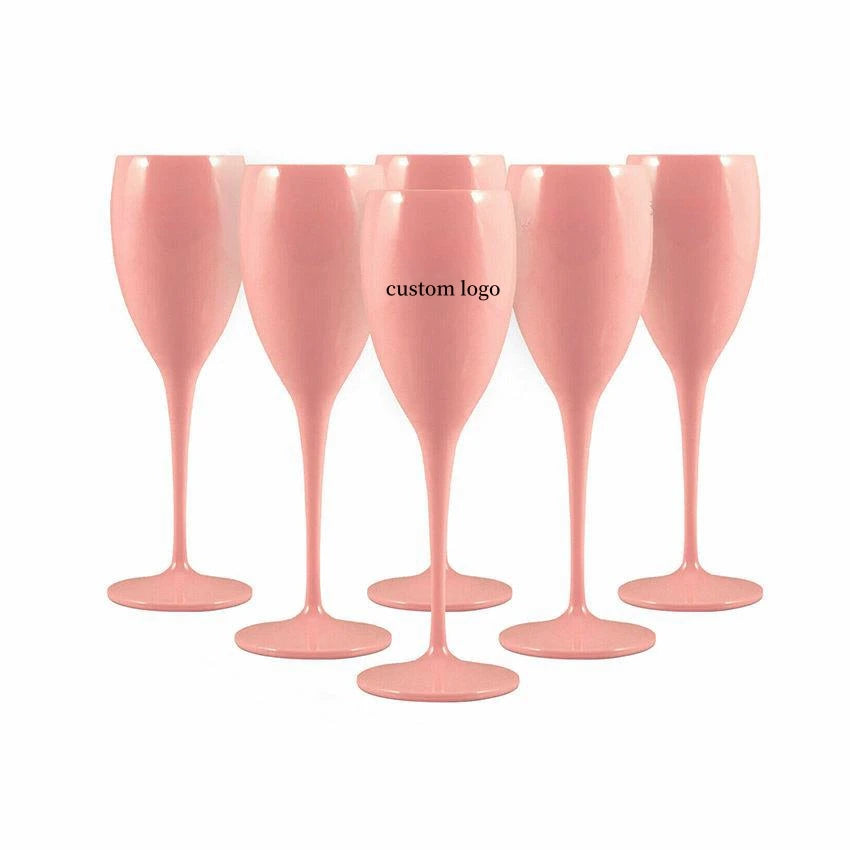 Customize Printed Unbreakable Reusable 175ml Creative Plastic Wine Glass Wholesale Custom Plastic Champagne Flutes Goblets
