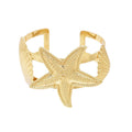 Gold Plated Luxury Opened Starfish Shell Shape Open Bangle Cuff Wedding Bracelet for Women