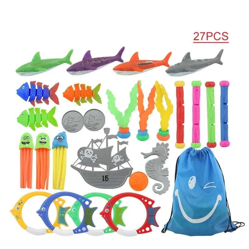 2022 Summer Water Dive Toy Fish Dive Ring Plastic Shark Torpedo Toys for Kids Swimming Pool Dive Game