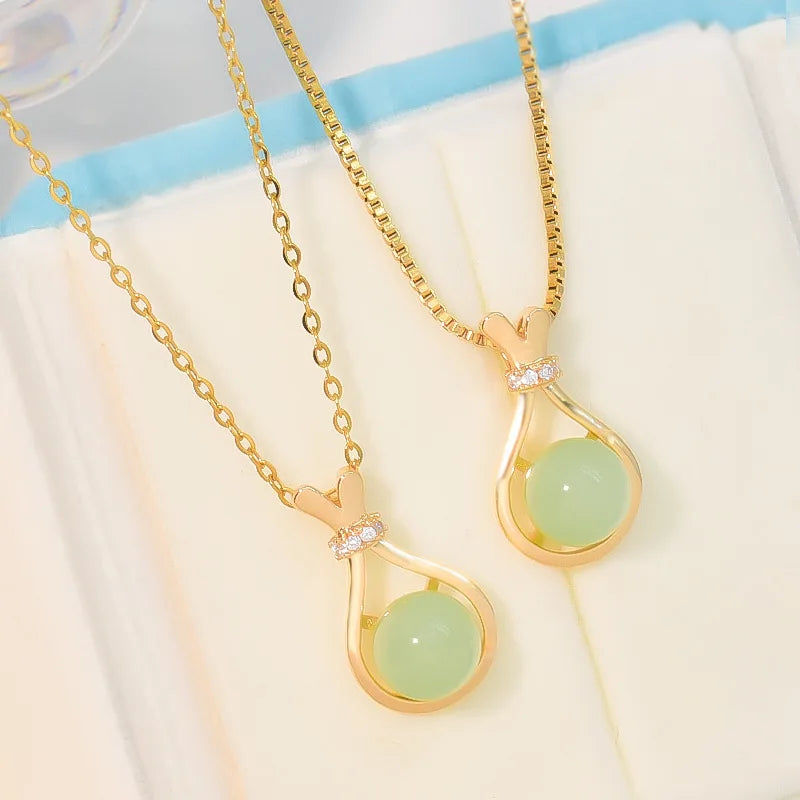 Fashion Jewelry Simple Design Hotan Jade Blessing Bag Pendant Necklace for Women