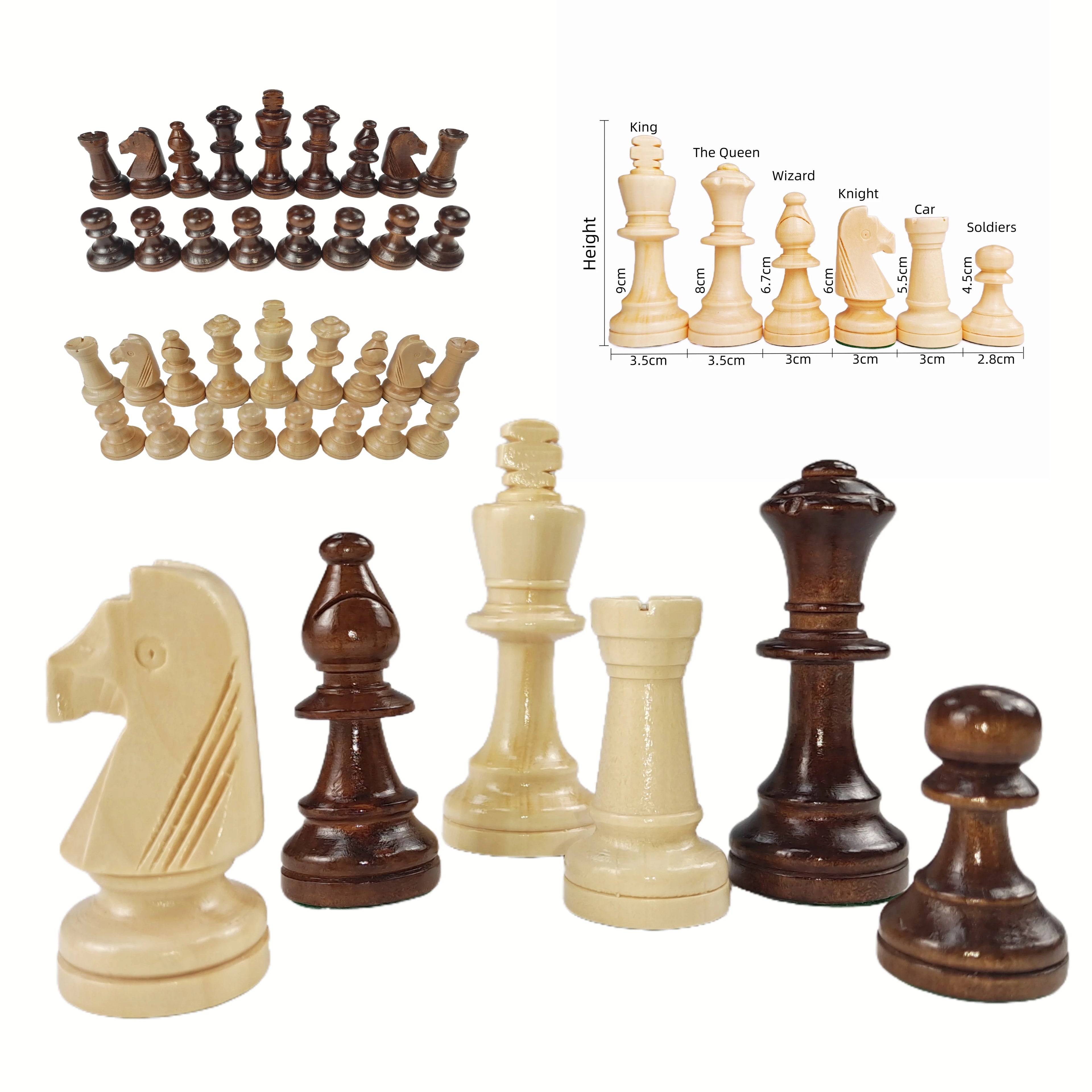 High Quality Custom Wooden Chessboard Set Triple Weighted Pieces for Children-Factory Wholesale
