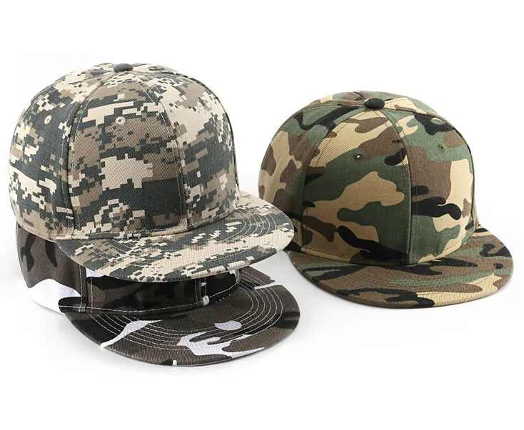 Wholesale 100% Cotton 6-Panel Camo Structured Canvas Snapback Hat Cap Custom Logo Unisex Four Seasons for Outdoor Use