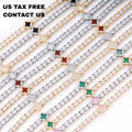 Hot Sale 4mm Clover Bracelet Necklace Jewelry18K Gold Plated Tennis Chain Iced Out  Colorful Shell Cubic Zirconia Chain