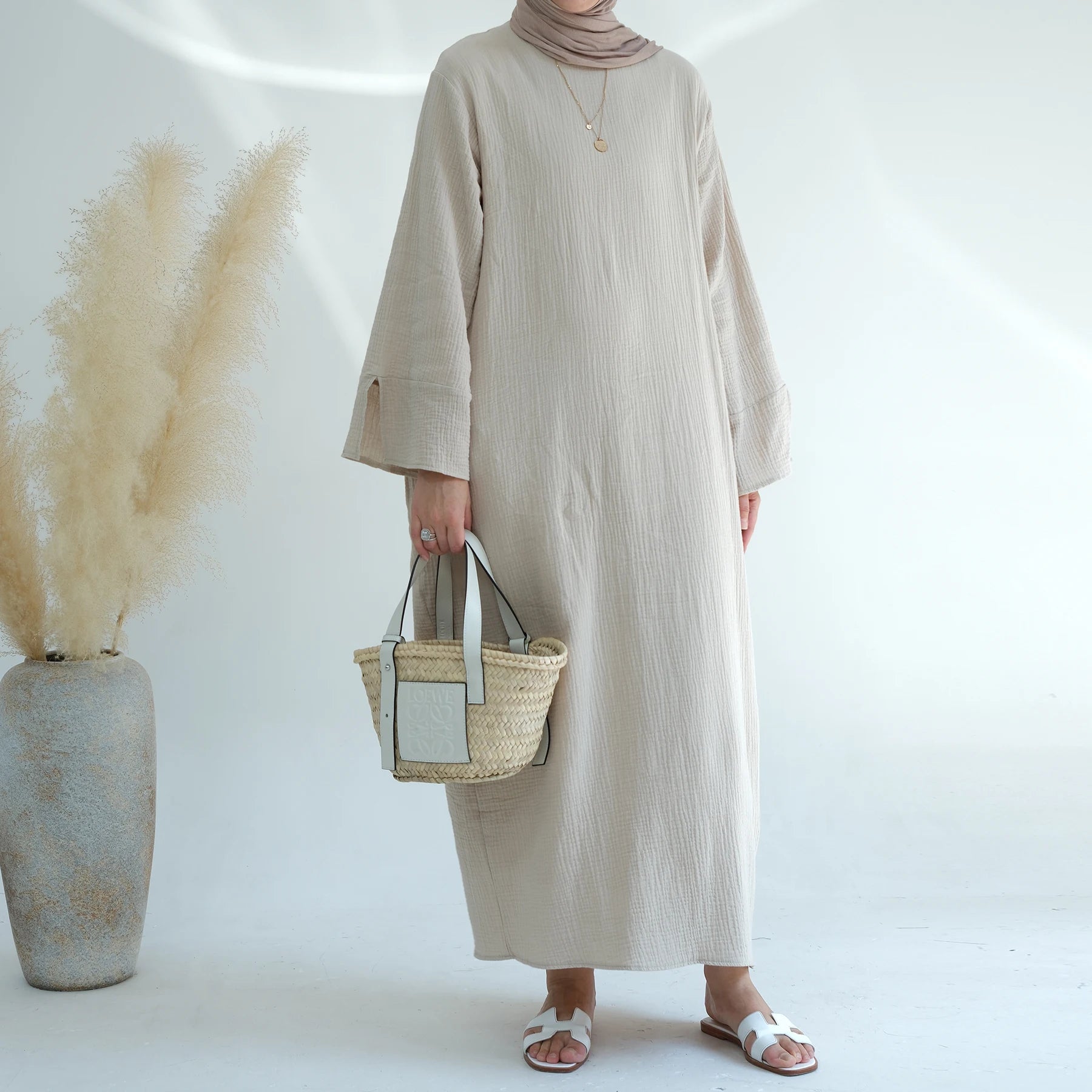Mexizo New Simple Cotton Plain Abaya Traditional Muslim Clothing for Women Casual Dresses Modest Dress for Islamic Turkey Modest