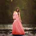 Floral Pattern Lace Chiffon Ball Gown Pregnant Women Plus Size Fluttery Sleeves Photography Dress Summer Pullover Closure Jersey