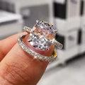 CAOSHI Hot Sale Fashion Bridal Sets Finger Rings Jewelry Shinny 4 Claws Imitate Moissanite 2Pcs/Set Exquisite Rings for Women