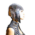 Future Space Female Reflective Mirrors Wigs Gogo Bar Stage Performance Cosplay Mirror Wig Bobo Head for Women