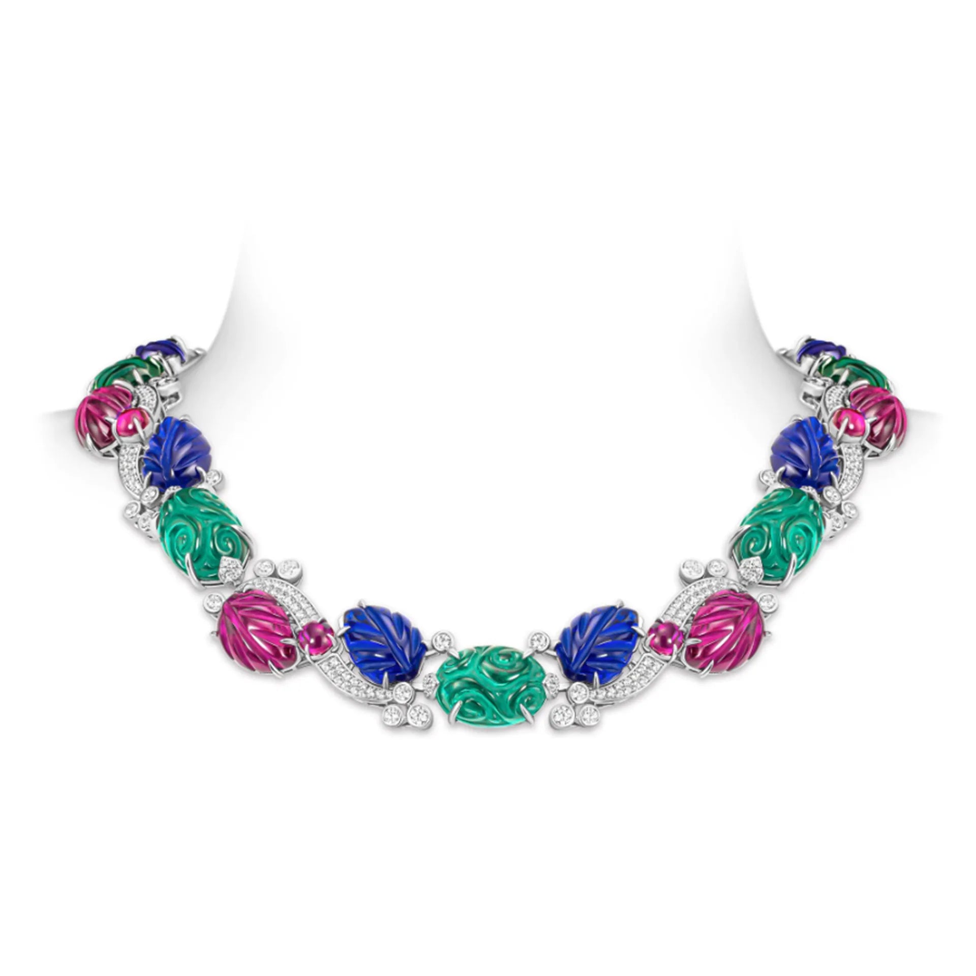 Luxury Famous Brand Design Jewelry 925 Sterling Silver Tutti Frutti Style Necklace Fine Jewelry