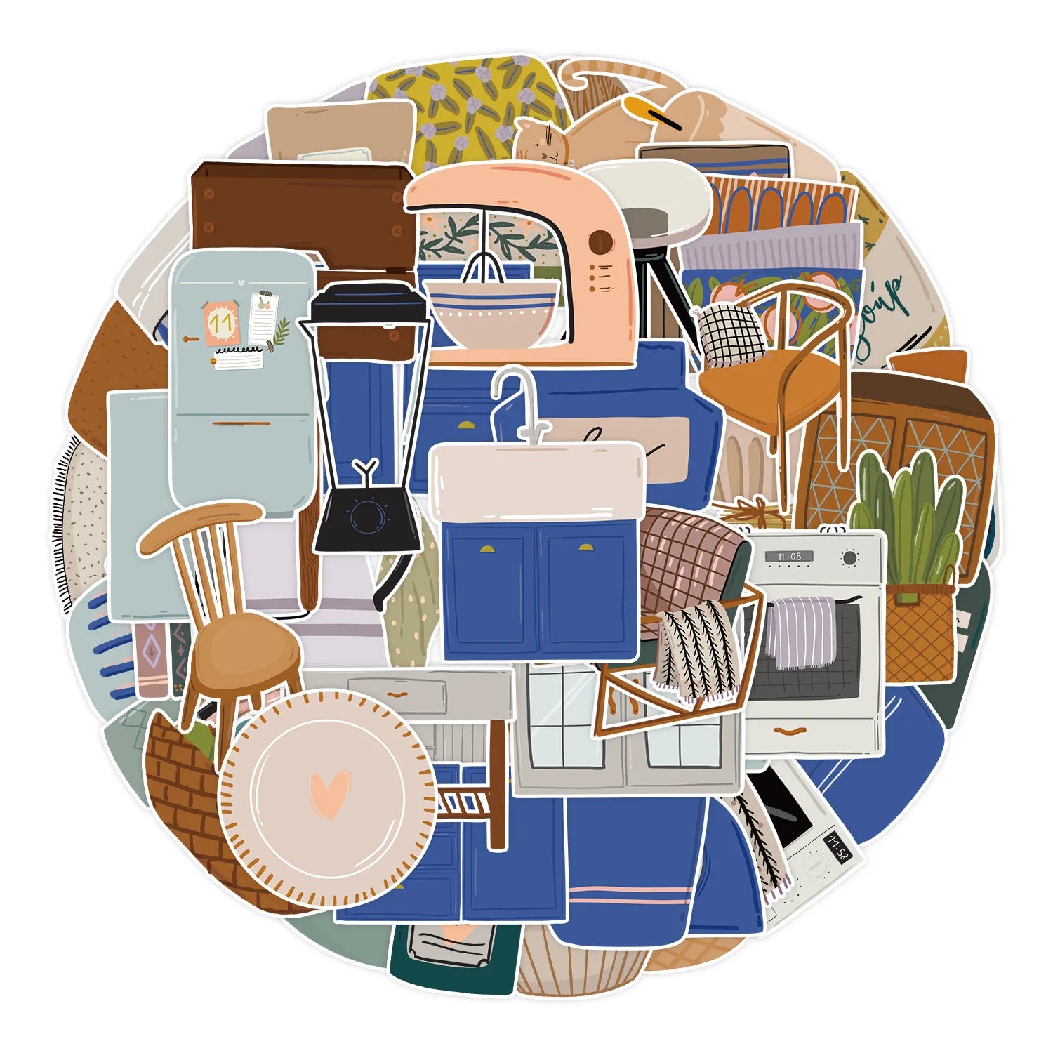 50PCS Creative fashional funny cute nordic style furniture sticker