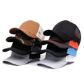 Wholesale Custom Rubber PVC Logo Two Tone 6 Panel Mesh Trucker Hat Outdoor Sports Running Cap Curved Brim Fitted Baseball Caps