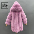 Janefur Factory Wholesale Genuine Natural Real Fox Fur Bomber Jacket with Fur Hood Winter Luxury Women Fur Coat Jacket