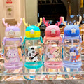 Children School Portable Gift Pattern Bullet Straws Bpa Free Plastic Water Bottle Cute Juice Bottles Beverages With 3D Sticker