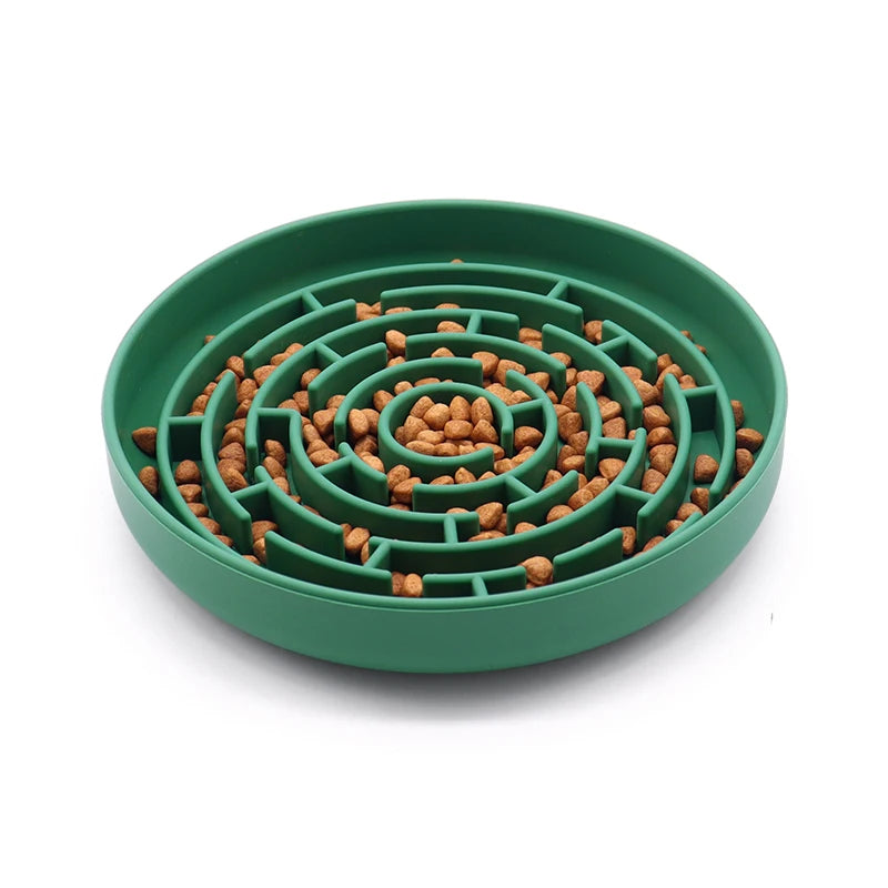 Custom logo Color Anti Gulping Anti-Choking Healthy Eating Stop Bloat Silicone Cat Pet Dog Food Slow Feeding Feeder Bowl Dishes