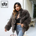 Custom Colors Long Sleeves Fashion Women Fluffy Fur Jacket Winter Real Fox Fur Coat for Ladies