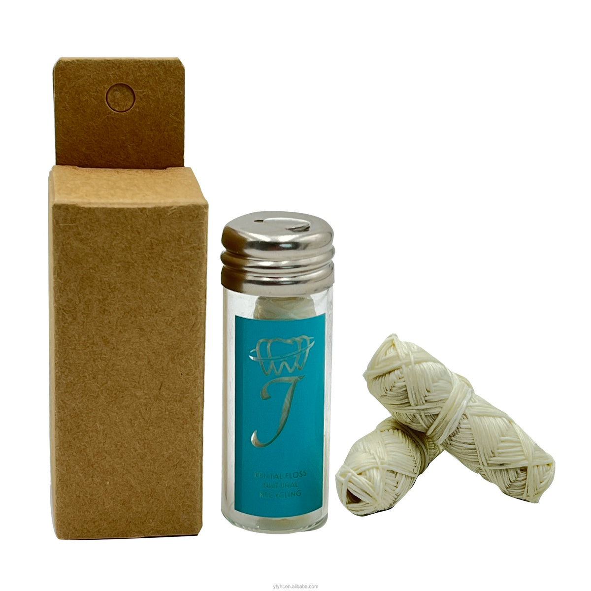 Organic Bamboo Charcoal Interdental Floss Naturally Wax Dental Floss with Reusable Glass Bottle for Oral Care MegaBDM