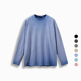 Wholesale Custom Printed Unisex 100% Cotton Acid Washed Hip Pop Long Sleeve T-Shirt Autumn/Winter Collection Over-sized for Men
