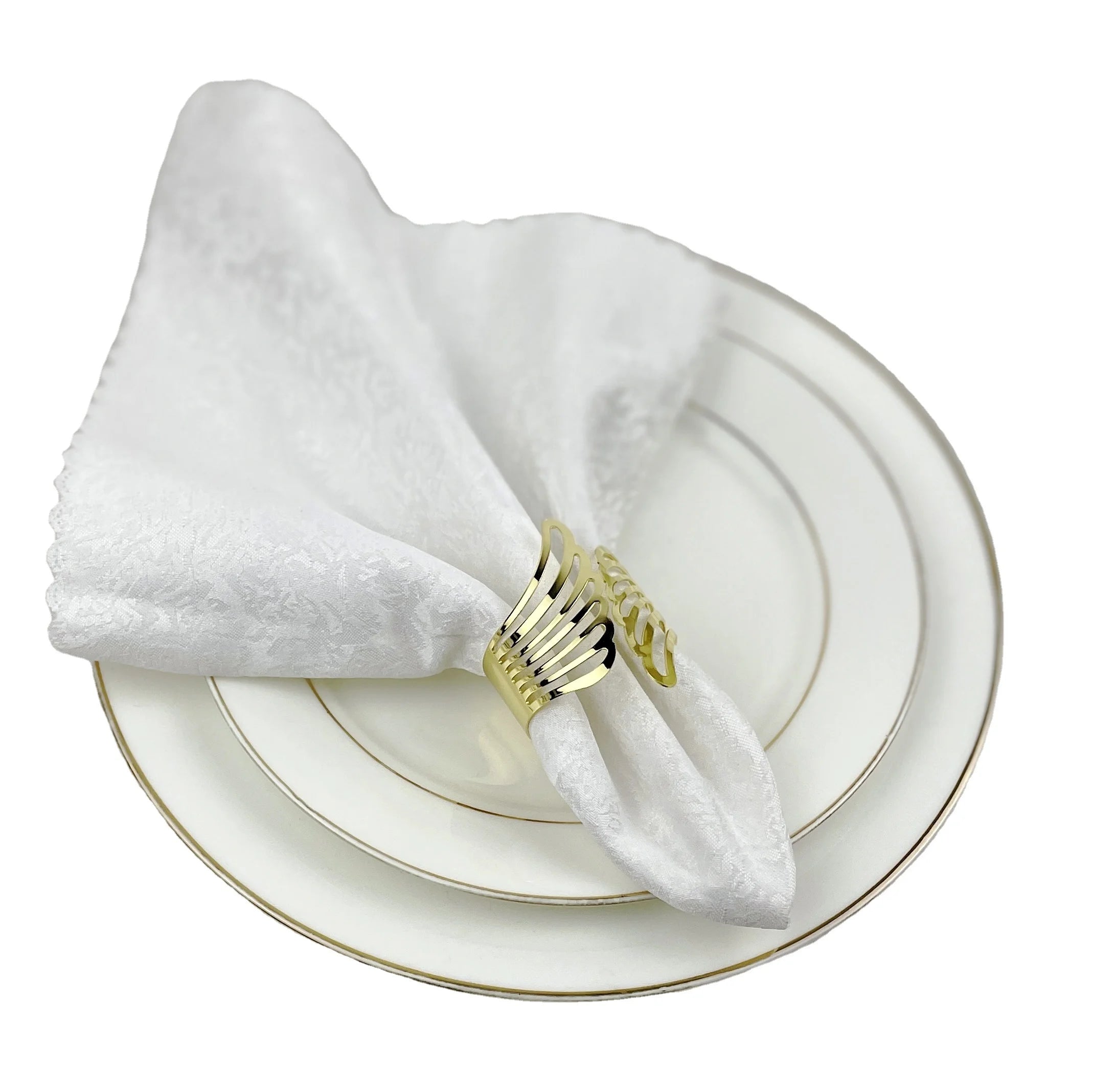 Stainless Steel Modern Luxury Eco-Friendly Stocked Napkin Rings with Multiple Patterns Wing Shaped Design for Travel Use