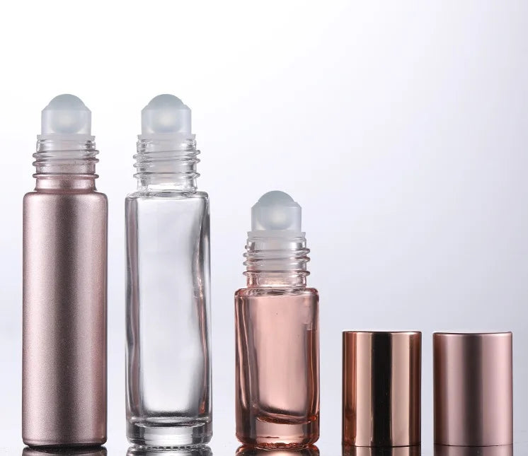 Rose Gold 5ml Essential Oil Roll on Perfume Glass Roller Manufacture Bottle 10ml