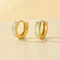 Nagosa Luxury Jewelry 18k Gold Vermeil 925 Sterling Silver Rectangle Opal Inlay Huggie Hoop Earrings