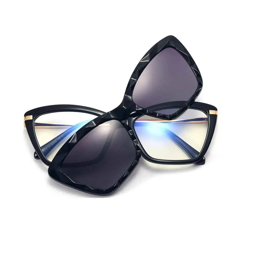 91519  Hot Sales Ready Stock  Frames Glasses with Sunglasses Polarized Magnetic Clip on Sunglasses