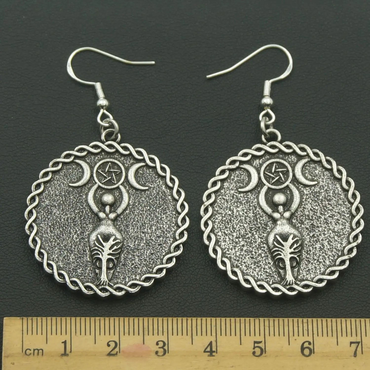 Custom SanLan Wicca Triple Moon Goddess Star Hook Earrings for Women Amulet Jewelry Gift