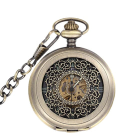 Modern Zinc Alloy Case Roman Flower Design Automatic Mechanical Dial Pocket Watch