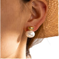 Trendy Women's 18K Real Gold Plated Stainless Steel Ball Earrings Classic Pearl Stub Drop Earrings