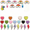 NODA Stock Iron On/self Sticker  Embroidered Colorful Chenille Lighting Smile Face Heart Star Patches