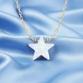 1 Piece 10mm Star Pendant Necklace Sterling Silver White Fire Opal Link Chain Wedding Charm for Men Women