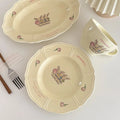 Cute Cartoon Cream Ceramic Tableware Set Ins Korea Tulip Rabbit Dessert Cake Plate Ceramic Gift Mug