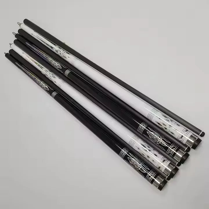 New White/Black Color Professional Jassinry Full Carbon Fibre Pool Cues 58inch+12.5mm Radial Pin/Uni-lock Billiards Cue Sticks