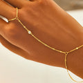 Creative Cubic Zirconia 925 Sterling Silver Gold Link Chain Bracelet With Ring Attached