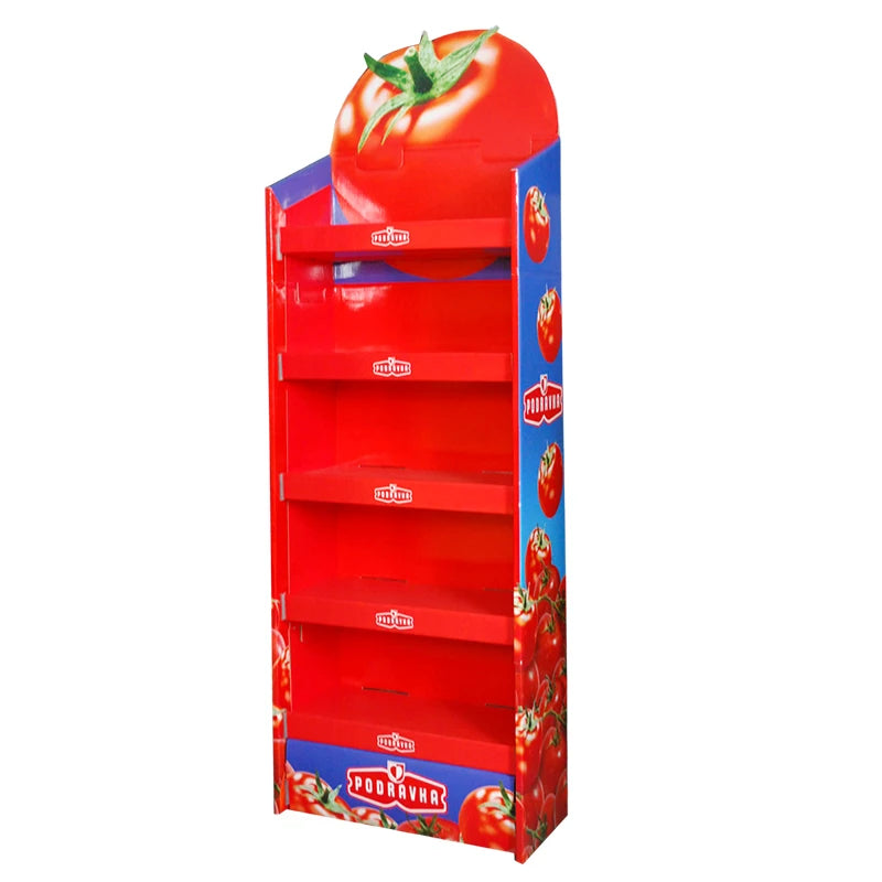 Custom Retail Cardboard Floor Display Stand for Supermarket for Food Potato Chips Coffee Bean Chocolate Rack Displays