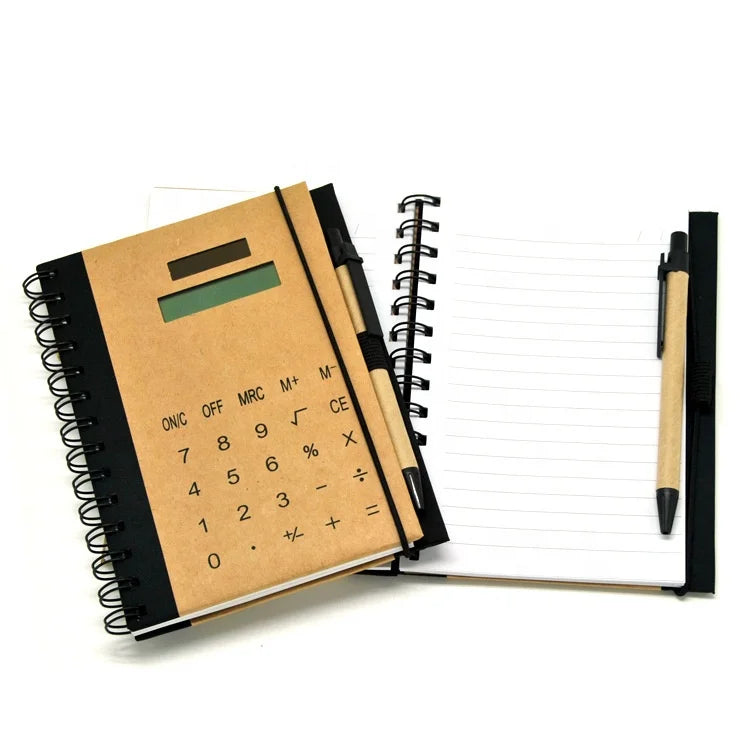 Promotional logo 8 Digits Solar Electronic Notepad Calculator with Pen Notebook Calculator Calculadora