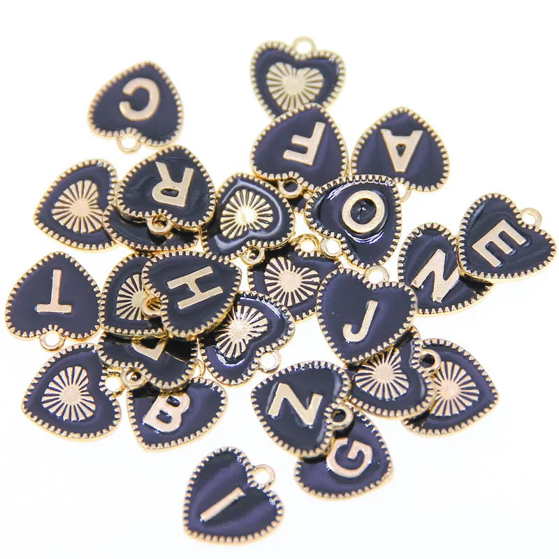 DIY Heart-Shaped Double-Sided Resin 26 Letters Multi color Jewelry Accessories Simple Pendant Necklace Charms