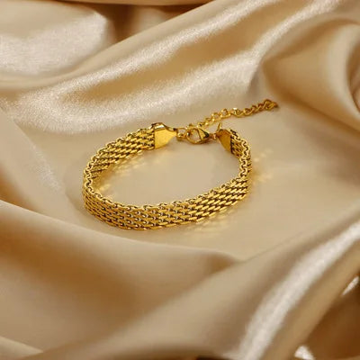 SC High-class Luxury 18K Gold Plated Paperclip Chain Bracelets Retro Stainless Steel Watchband Tennis Bracelets & Bangles Women
