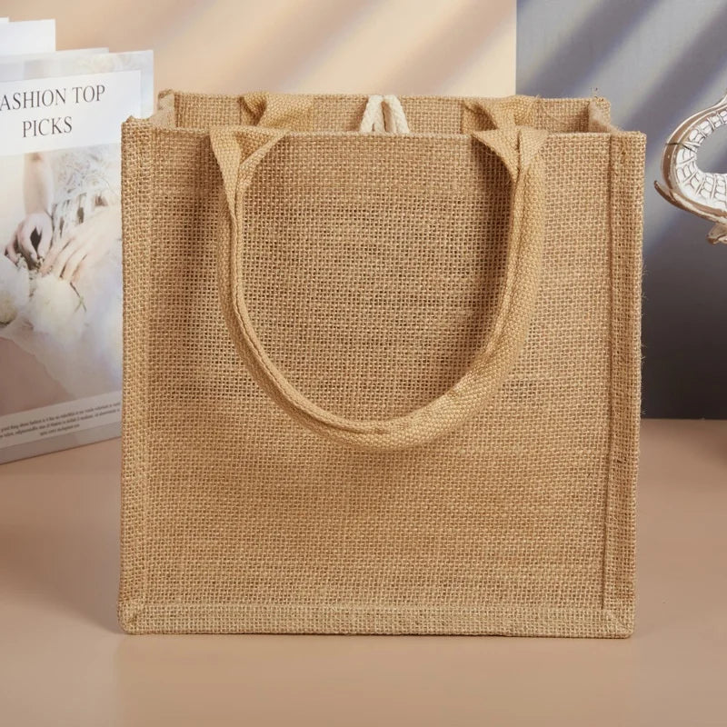 Manufacturer Customized Portable Retro Hand-painted Gift Handbag Cotton and Linen Shopping Bag