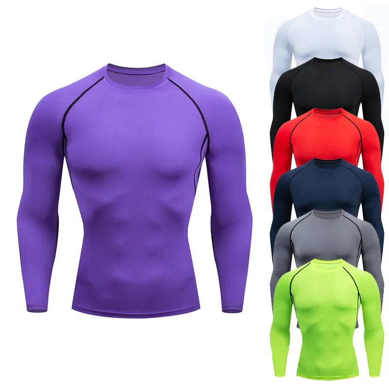 Men Compression Running T Shirt Fitness Quick Dry Rashgard Tight Long Sleeve Sport Tshirt Training Jogging Shirts Gym Sportswear