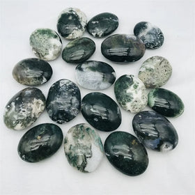 Hot Sale Crystal Polished Gemstone Moss Agate Palms Healing Stone for Decoration