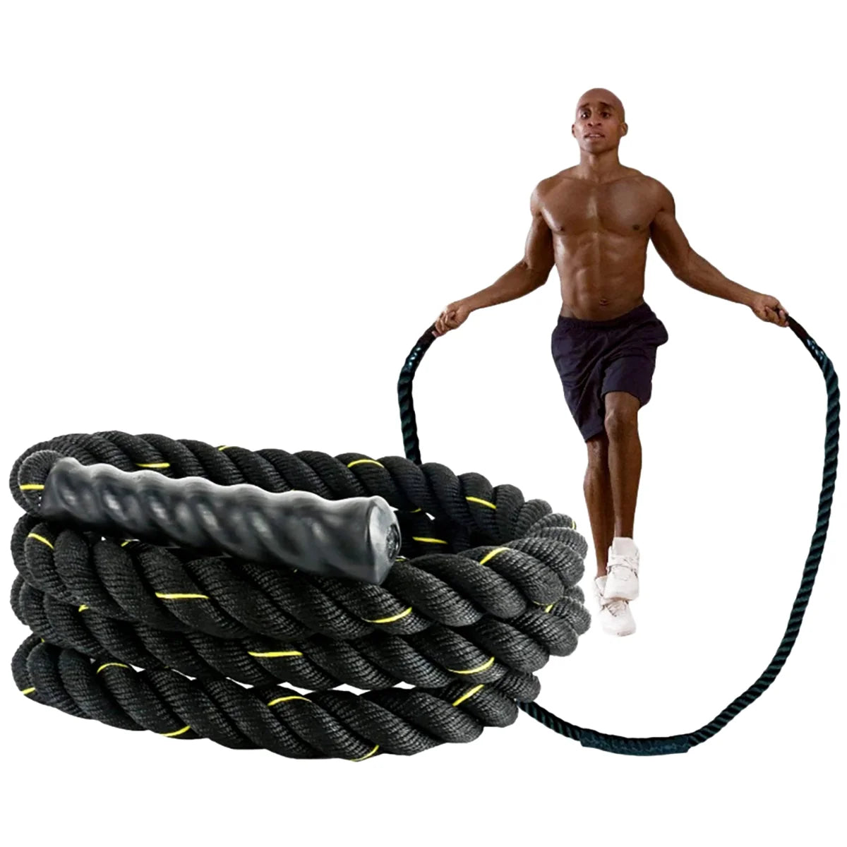 Black Red Yellow Color Dot Twisted Nylon Battle Rope