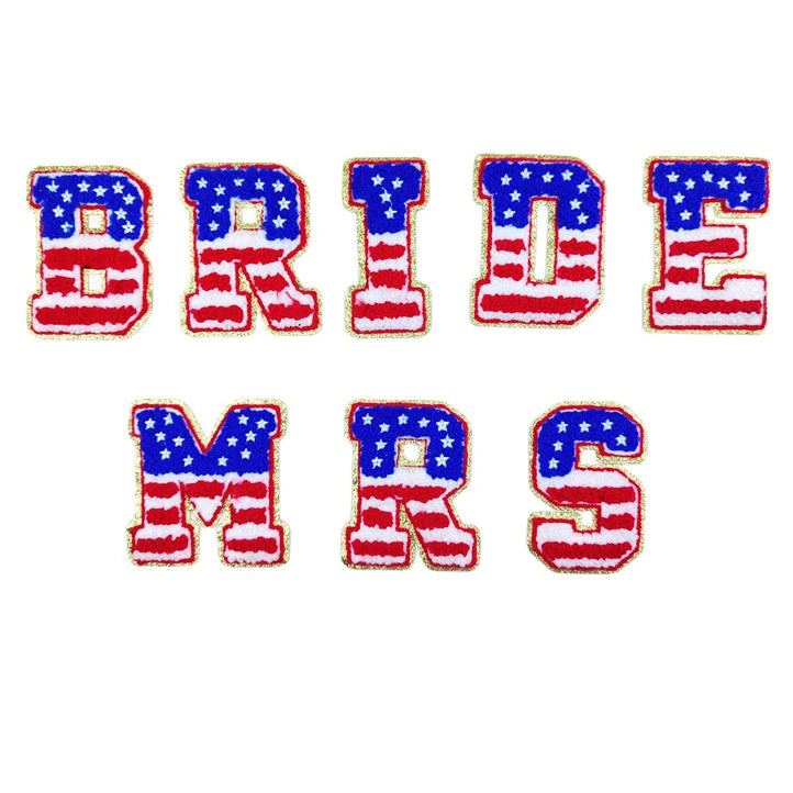 Fast Delivery USA Flag 8cm Chenille Letter Patches Iron on Letters Patches