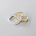 925 Sterling Silver Unique Square Shape Gold Plated Adjustable Open Finger Knuckle Zircon Rings Fashion Jewelry for Women