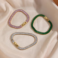 Fashion 18K Gold Plated Stainless Steel Bracelet Elegant Colorful Rectangle Zircon Bracelet for Women Girls Jewelry Gifts