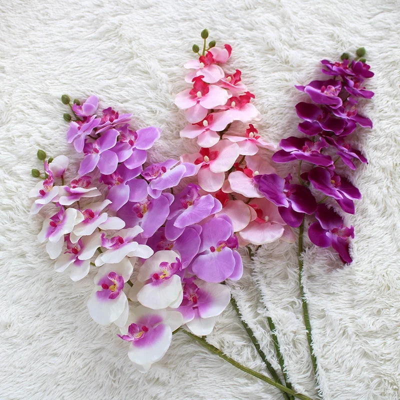 O-B007 Artificial Phalaenopsis Orchid Branches 11Heads Silk Flowers High Simulation Single Stick Phalaenopsis Orchid Bouquet