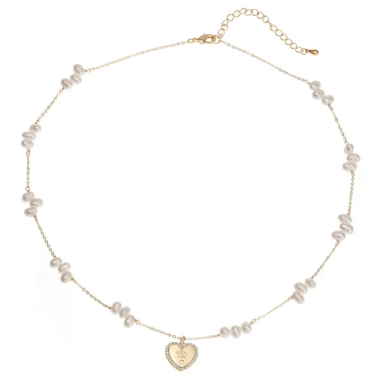 Cute Freshwater Pearl Pendant Necklace 18k Fresh Water Pearl Pendant Real Freshwater Pearl Heart Charms Necklaces