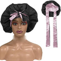 Women Satin Bonnet Double Layer Reversible  Lined Hair Bonnet for Curly Hair Night Sleep Cap With Tie Band  Head Cover for Girls