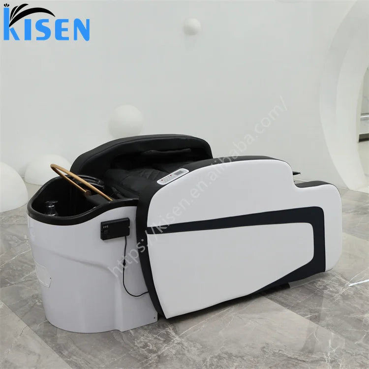 Japanese Modern 3-in-1 Multifunction Hair Spa Massage Therapy Shampoo Chair Bed With Luxurious Salon Sink and Ceramic Basin